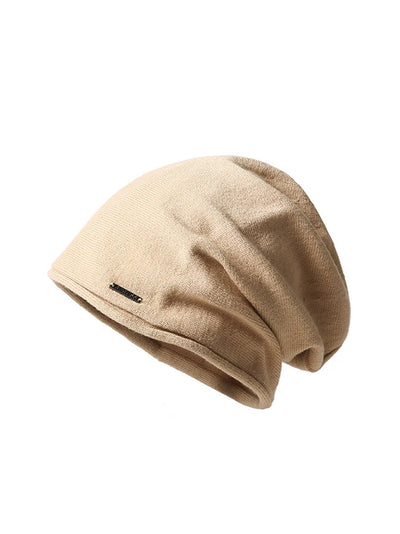 Women Casual Autumn Pure Color Warm Knitted Hat