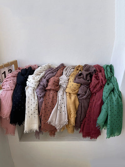 Women Autumn Artsy Dot Tassel Shawl Scarf
