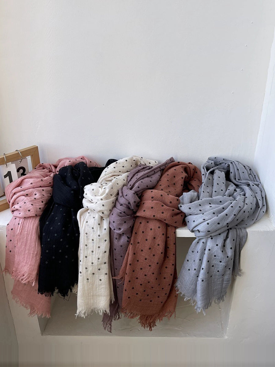Women Autumn Artsy Dot Tassel Shawl Scarf