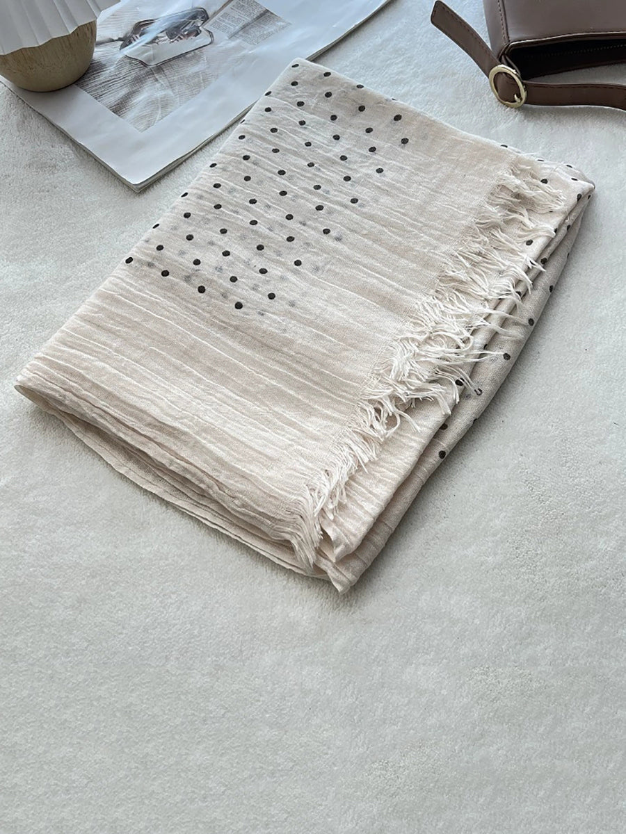 Women Autumn Artsy Dot Tassel Shawl Scarf