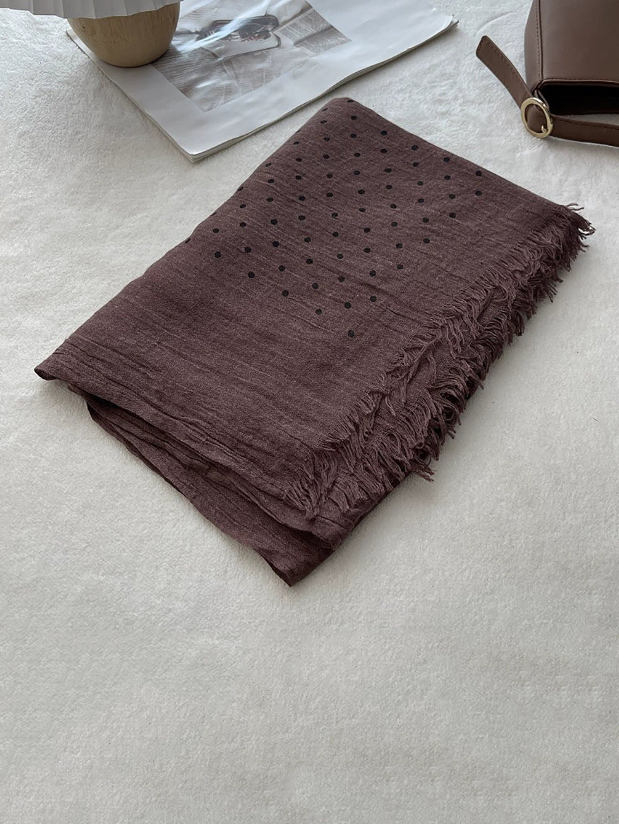 Women Autumn Artsy Dot Tassel Shawl Scarf