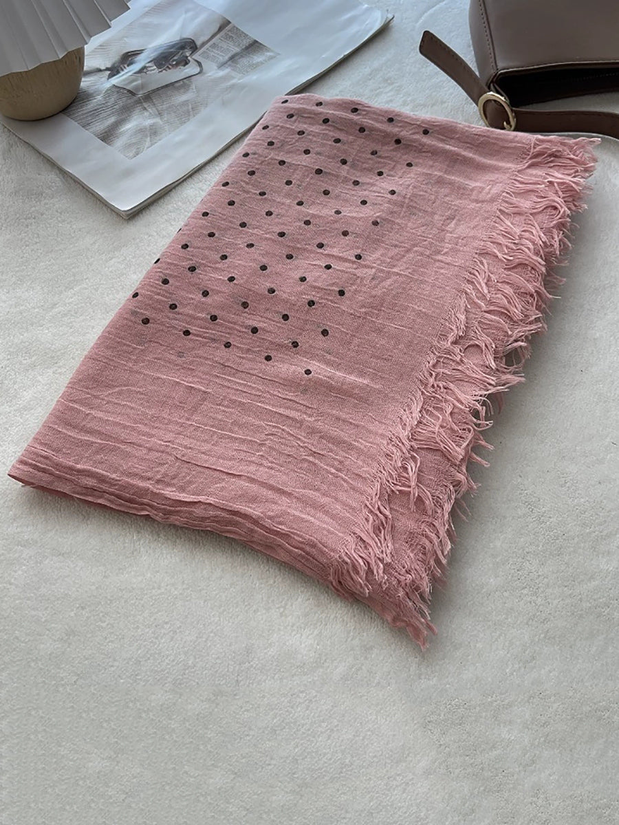 Women Autumn Artsy Dot Tassel Shawl Scarf