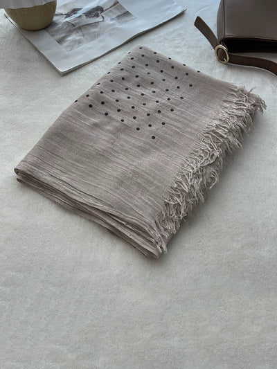 Women Autumn Artsy Dot Tassel Shawl Scarf