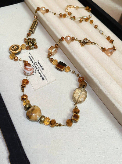 Women Autumn Geometric Alloy Acrylic Ceramic Long Necklace