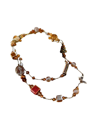 Women Autumn Geometric Alloy Acrylic Ceramic Long Necklace