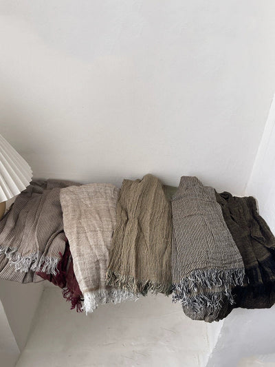 Women Autumn Vintage Stripe Tassel Shawl Scarf