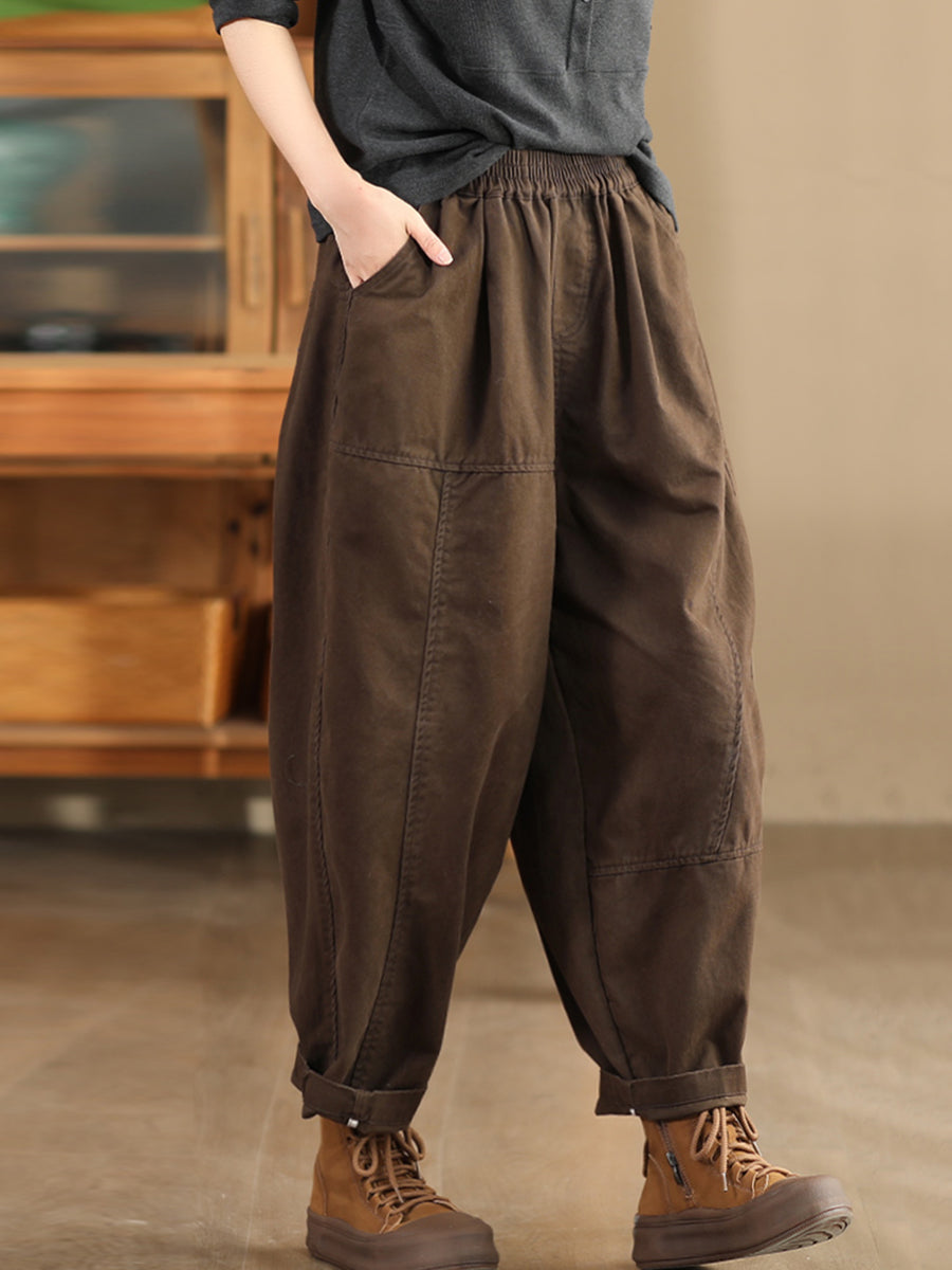 Women Summer Pure Color 100%Cotton Harem Pants