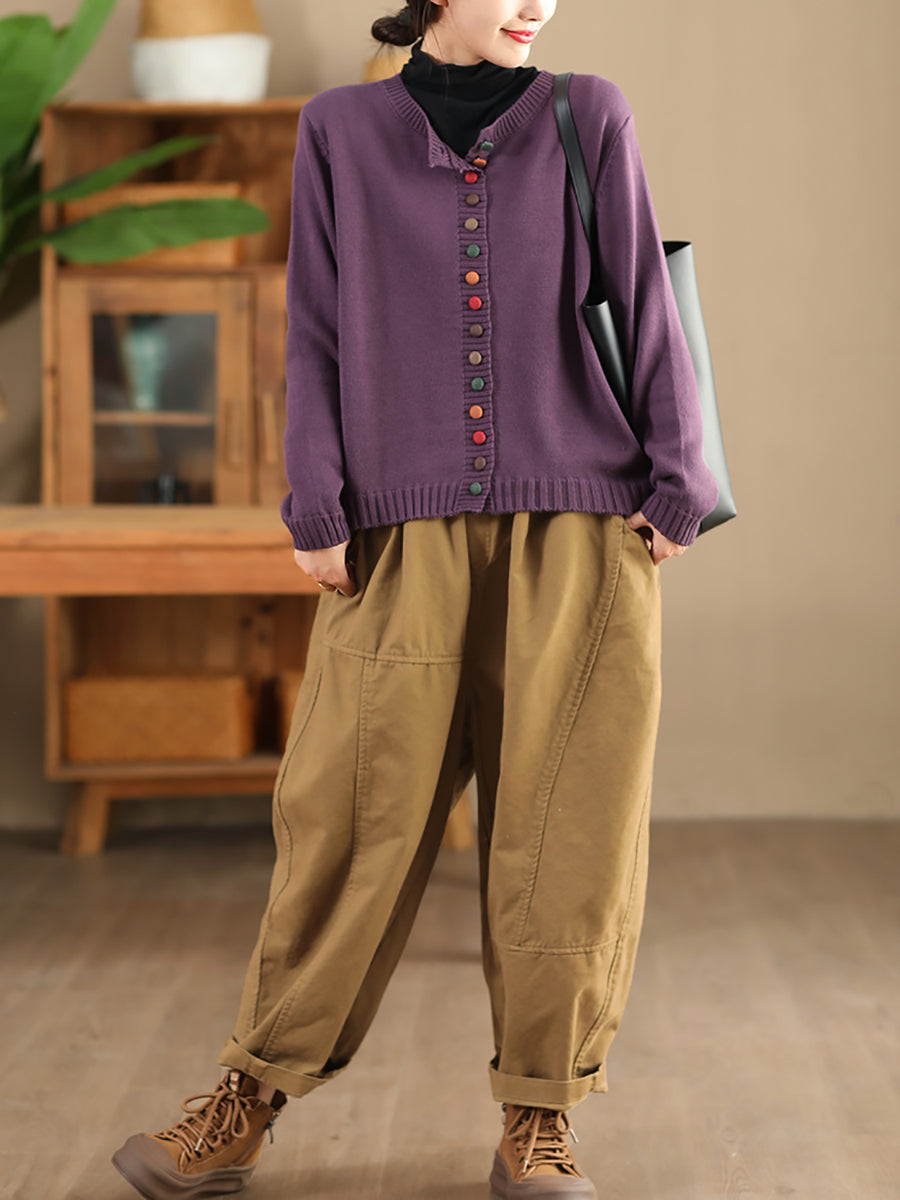 Women Summer Pure Color 100%Cotton Harem Pants