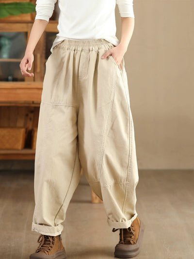 Women Summer Pure Color 100%Cotton Harem Pants