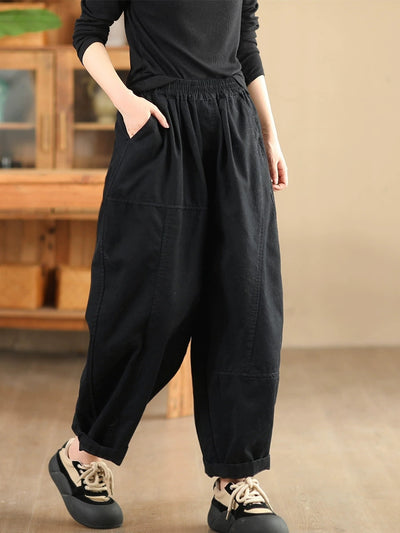 Women Summer Pure Color 100%Cotton Harem Pants