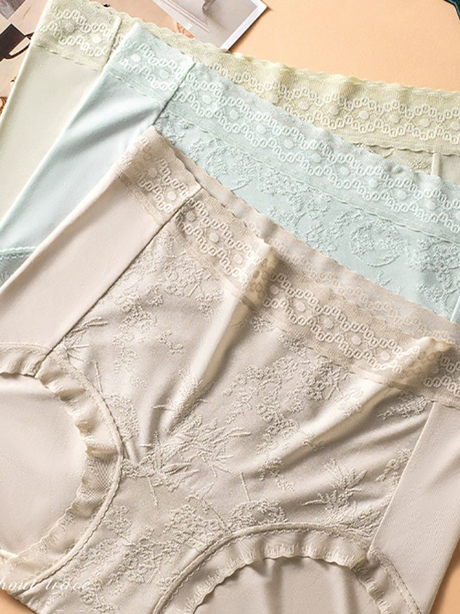 4 Pieces Summer Artsy Women Jacquard Lace Underwear