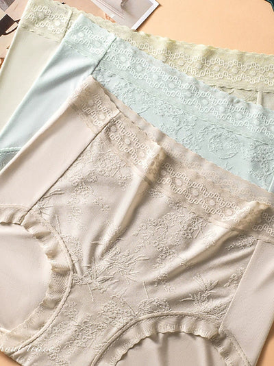 4 Pieces Summer Artsy Women Jacquard Lace Underwear