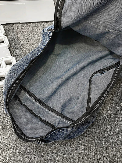 Women Vintage Washed Denim Backpack