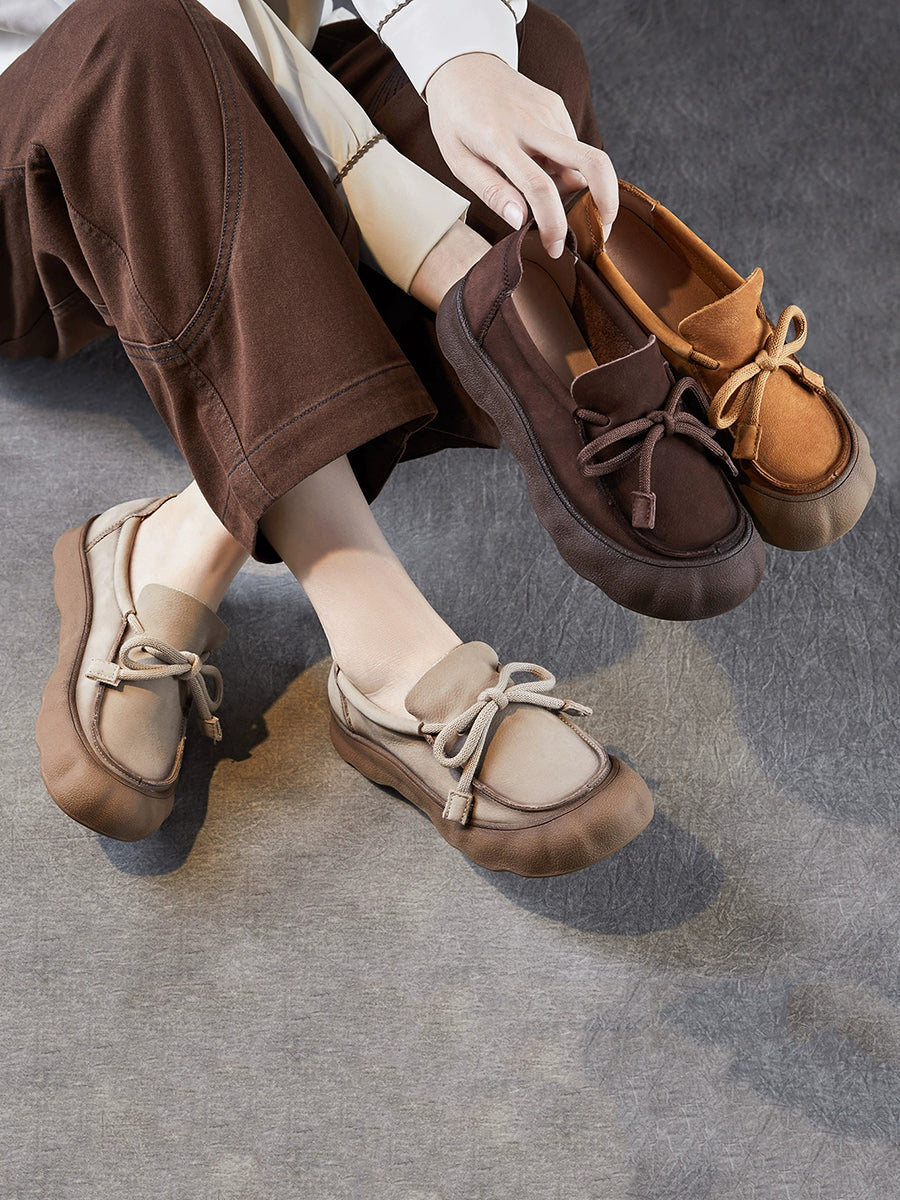 Women Vintage Genuine Leather Strap Flat Shoes