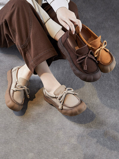 Women Vintage Genuine Leather Strap Flat Shoes