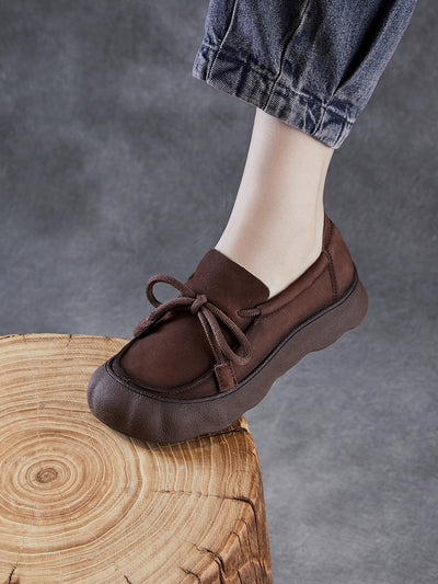 Women Vintage Genuine Leather Strap Flat Shoes