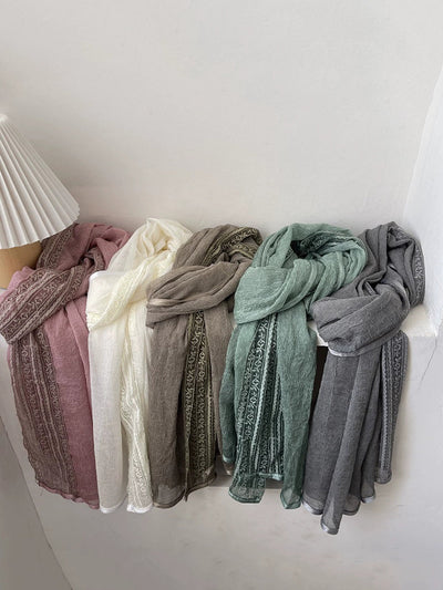 Women Artsy Lace Spliced Shawl Scarf