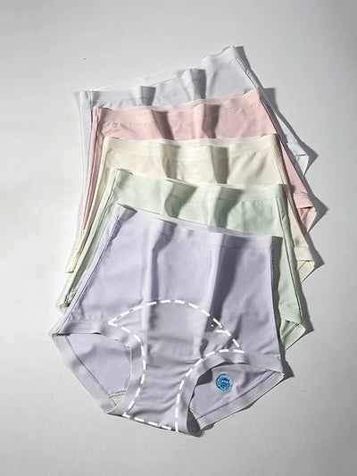 6 Pieces Summer Women High Waist Pure Color Underwear