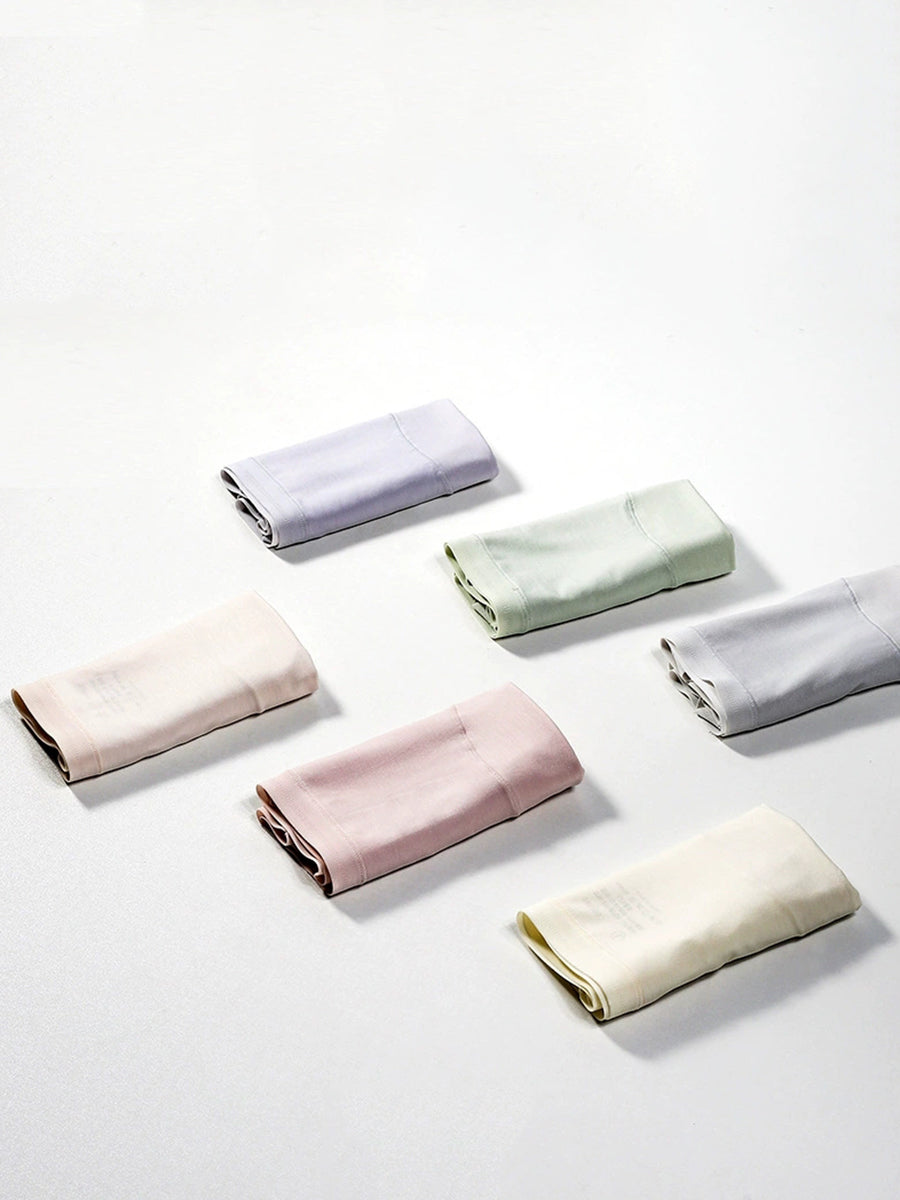 6 Pieces Summer Women High Waist Pure Color Underwear