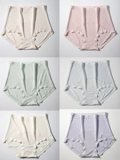 6 Pieces Summer Women High Waist Pure Color Underwear