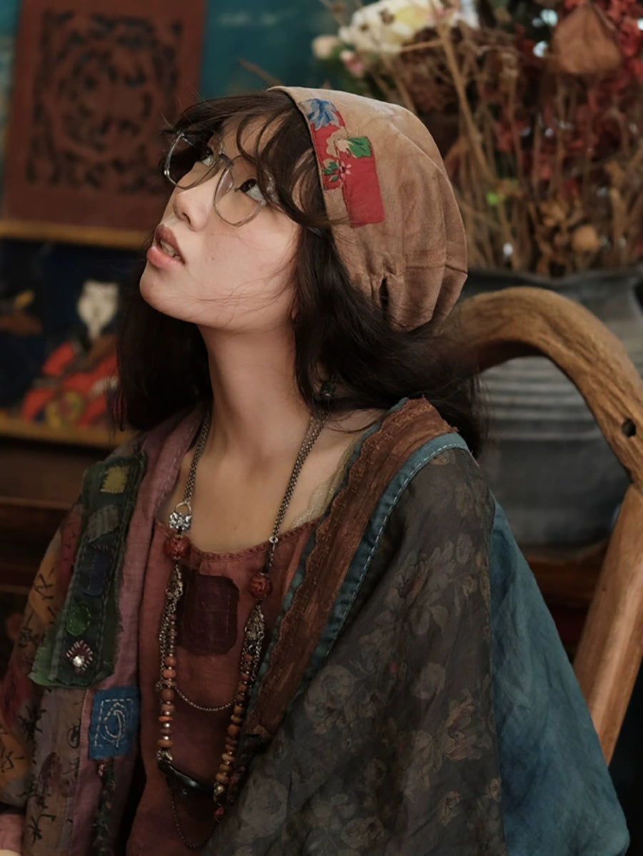 Women Ethnic Patchwork Slouchy Beanie