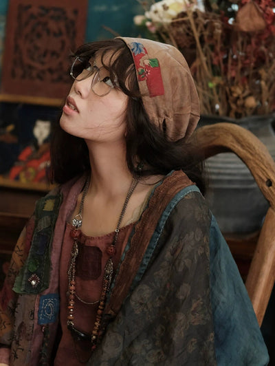 Women Ethnic Patchwork Slouchy Beanie