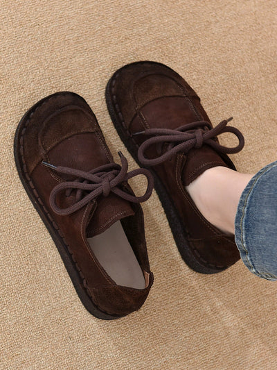 Women Vintage Genuine Leather Strap Flat Shoes