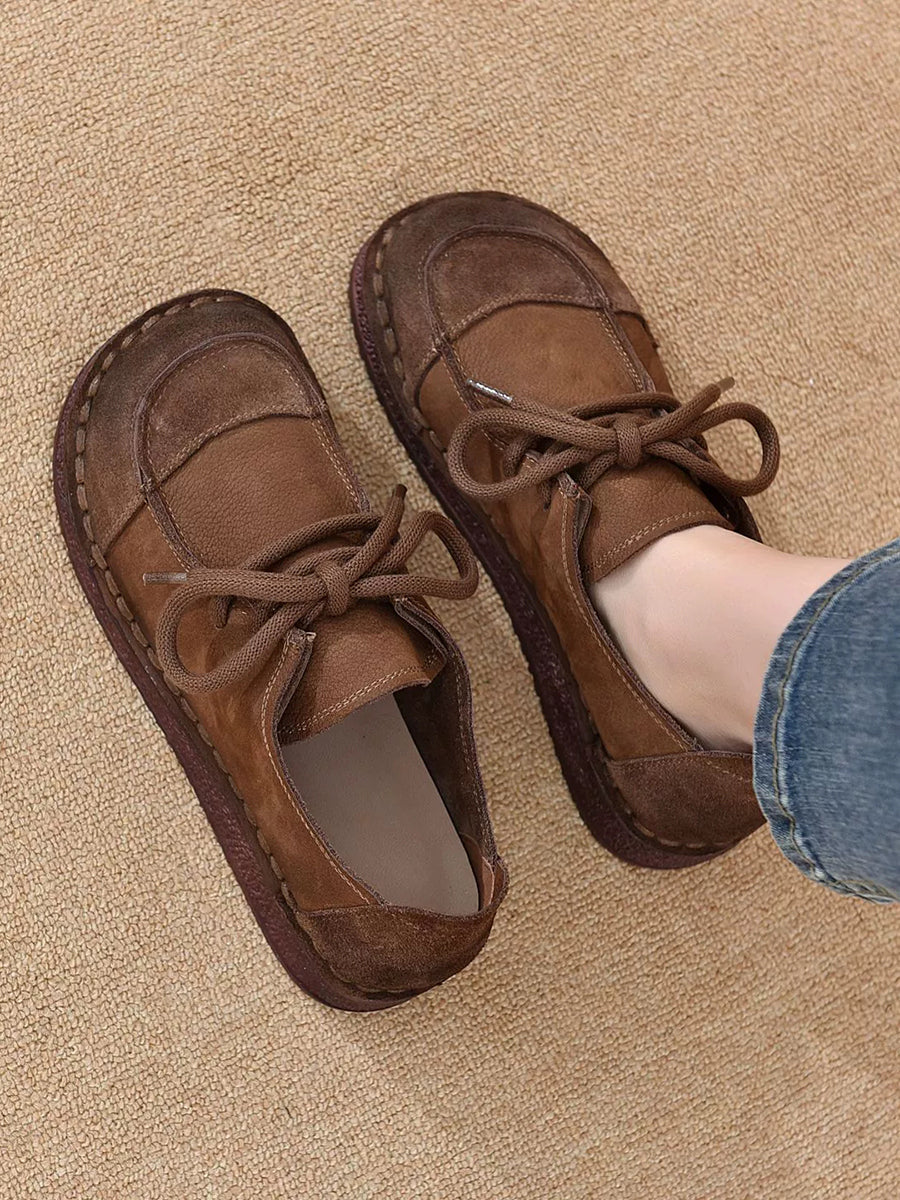 Women Vintage Genuine Leather Strap Flat Shoes