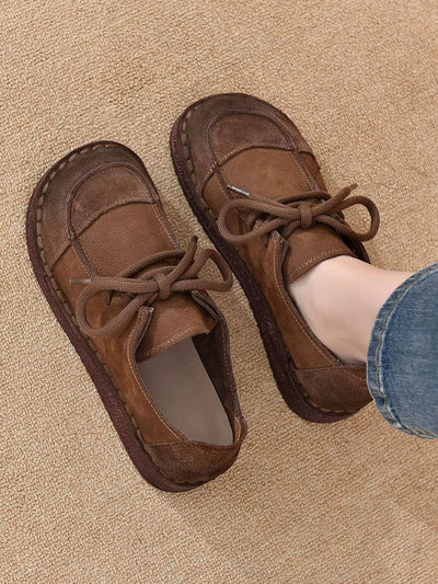 Women Vintage Genuine Leather Strap Flat Shoes