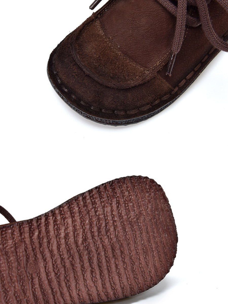 Women Vintage Genuine Leather Strap Flat Shoes