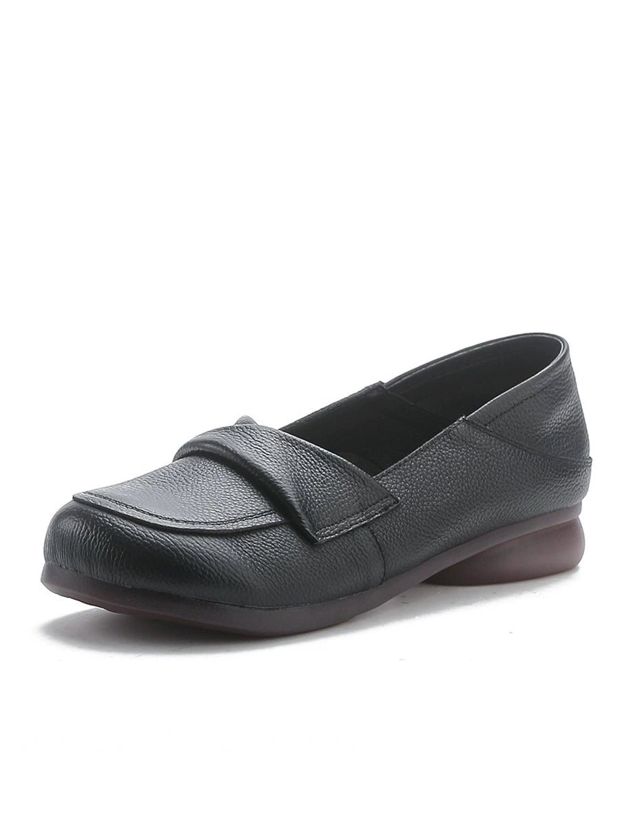 Women Spring Genuine Leather Spliced Low Heel Shoes