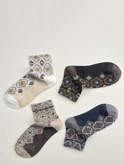 5 Pairs Women Summer Flower Embossment Ankle Socks