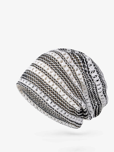 Women Summer Stripe Knitted Hollow Out Hat