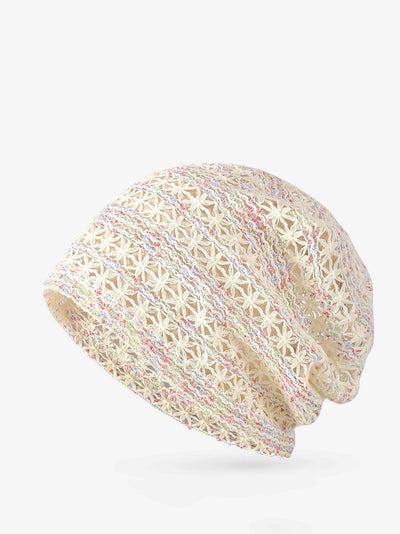 Women Summer Stripe Knitted Hollow Out Hat