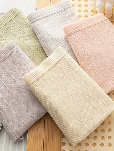 5 Pieces Summer Women High Waist Jacquard Underwear