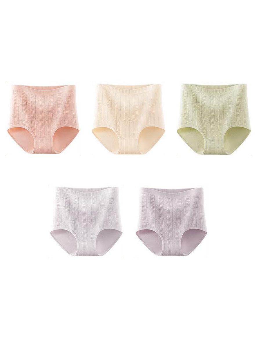 5 Pieces Summer Women High Waist Jacquard Underwear