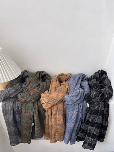 Women Autumn Vintage Plaid Shawl Scarf