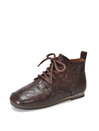 Women Autumn Genuine Leather Low Heel Ankle Boots