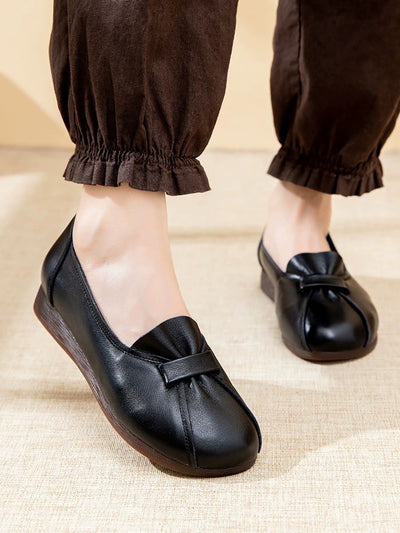 Women Summer Genuine Leather Spliced Flat Shoes