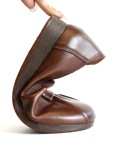 Women Summer Genuine Leather Spliced Flat Shoes