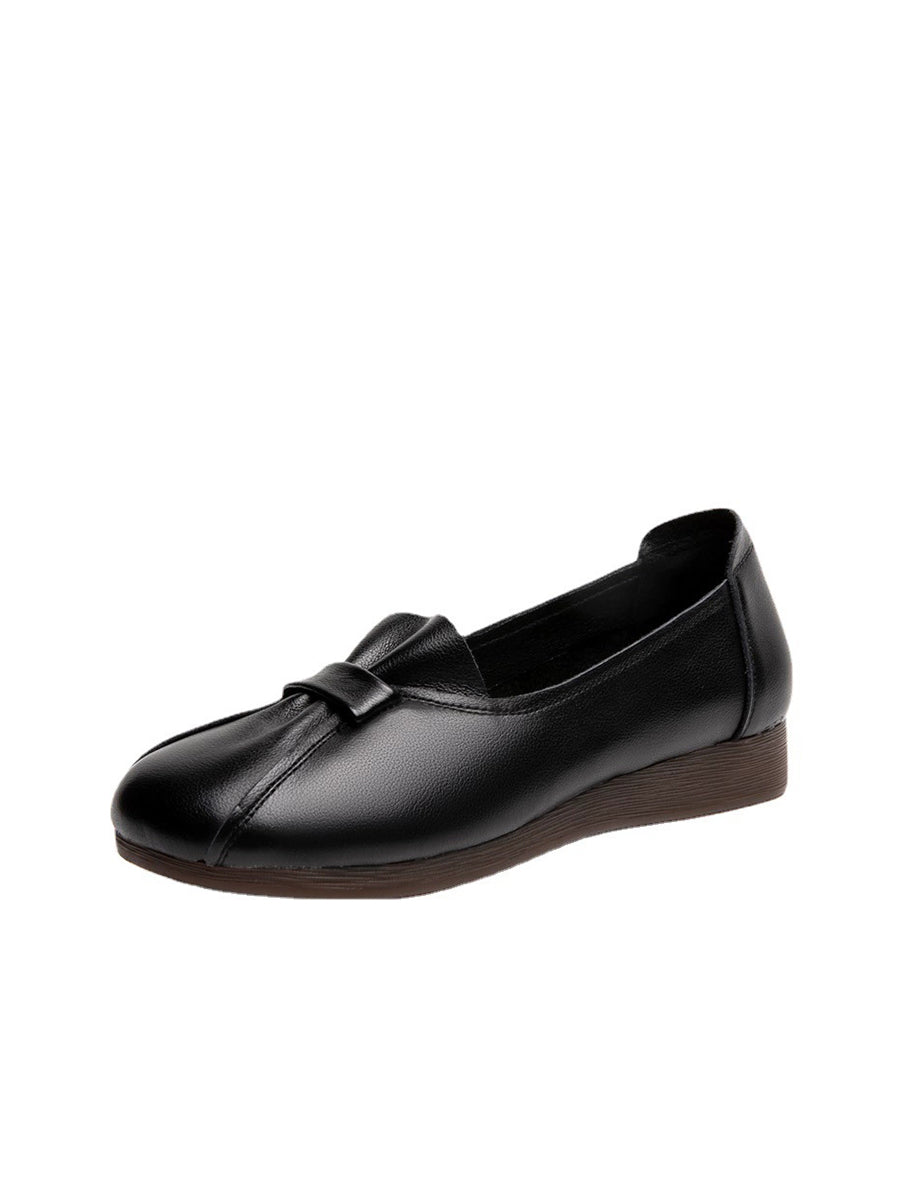 Women Summer Genuine Leather Spliced Flat Shoes