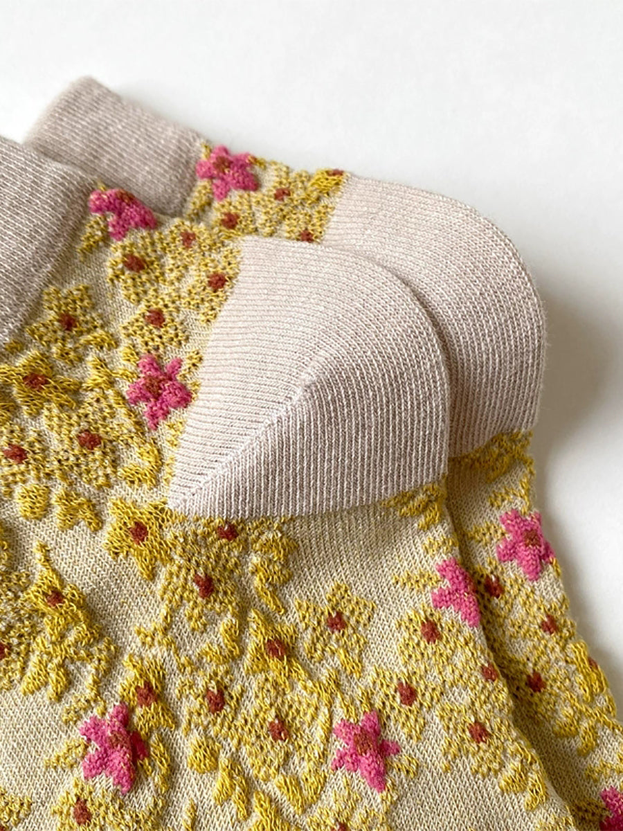 5 Pairs Women Summer Floral Embossment Ankle Socks