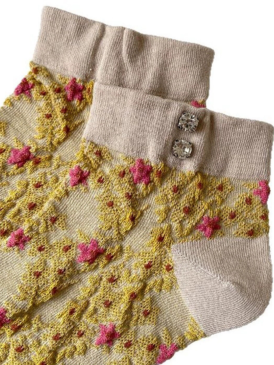 5 Pairs Women Summer Floral Embossment Ankle Socks