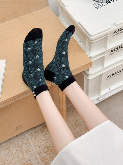 5 Pairs Women Summer Floral Embossment Ankle Socks