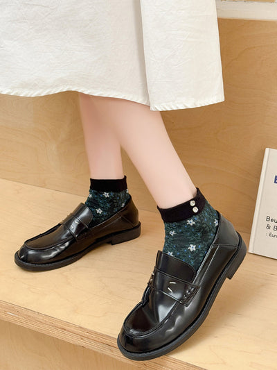 5 Pairs Women Summer Floral Embossment Ankle Socks