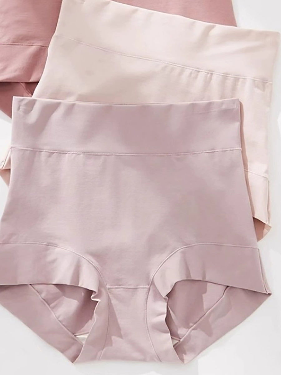 6 Pieces Summer Women High Waist Pure Color Underwear