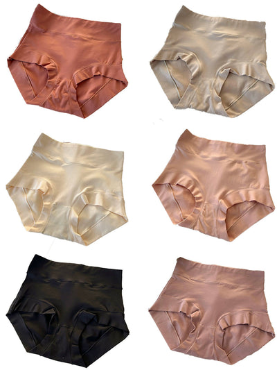 6 Pieces Summer Women High Waist Pure Color Underwear