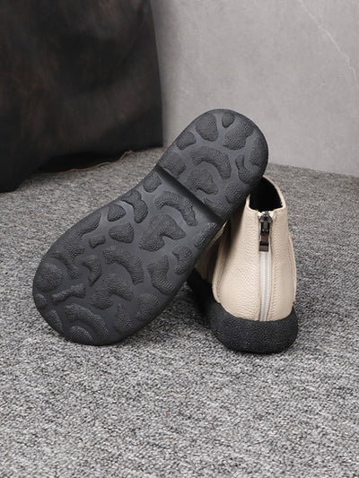 Women Autumn Genuine Leather Spliced Ankle Boots