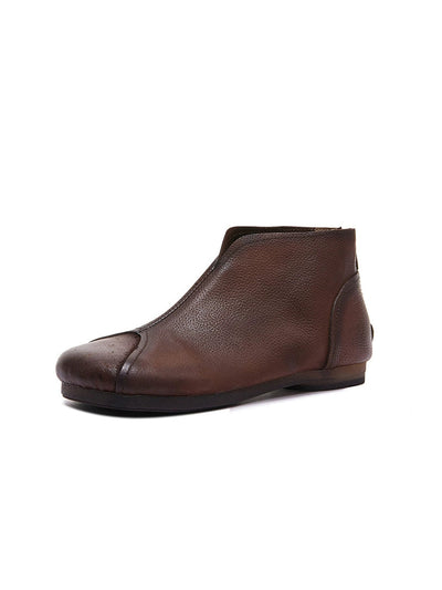 Women Vintage Genuine Leather Low Heel Ankle Boots