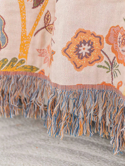 100%Cotton Flower Tassel Bedcover Sofa Blanket